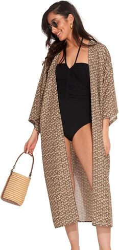 Gottex Women's Standard Beach Life Mika Short Sleeves Kimono One Size, Lee Black in Saudi Arabia
