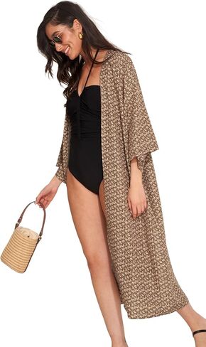 Gottex Women's Standard Beach Life Mika Short Sleeves Kimono One Size, Lee Black in Saudi Arabia
