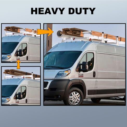 حامل سلم على سقف الشاحنة عالي التحمل مقاس 48 بوصة - سعة 500 رطل، يناسب 2013-On Ram ProMaster City، لمسة نهائية بيضاء مضادة للتآكل in Kuwait