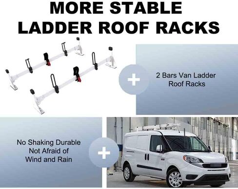 حامل سلم على سقف الشاحنة عالي التحمل مقاس 48 بوصة - سعة 500 رطل، يناسب 2013-On Ram ProMaster City، لمسة نهائية بيضاء مضادة للتآكل in Kuwait