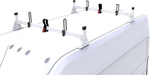 حامل سلم على سقف الشاحنة عالي التحمل مقاس 48 بوصة - سعة 500 رطل، يناسب 2013-On Ram ProMaster City، لمسة نهائية بيضاء مضادة للتآكل in Kuwait