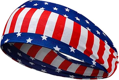 4th of July American Flag Headbands for Mens Womens Memorial Day Decorations, Patriotic Headbands Wide Stretch Headband Hair Bands Independence Day Hair Accessories Gifts in Saudi Arabia