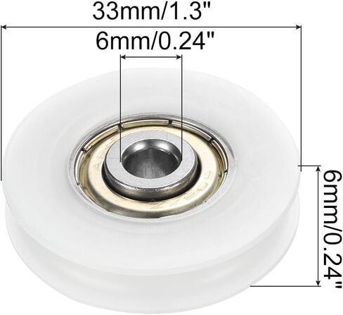 PATIKIL Nylon U Groove Pulley Wheel 5x21x7mmmm, 6 Pack Bearing Guide Track Sliding Conveyor Roller for Door Window Drawer Hardware Driving Mechanical, White in Saudi Arabia