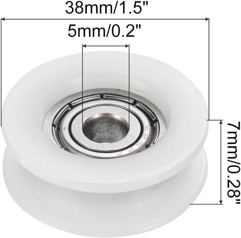 PATIKIL Nylon U Groove Pulley Wheel 5x21x7mmmm, 6 Pack Bearing Guide Track Sliding Conveyor Roller for Door Window Drawer Hardware Driving Mechanical, White in Saudi Arabia