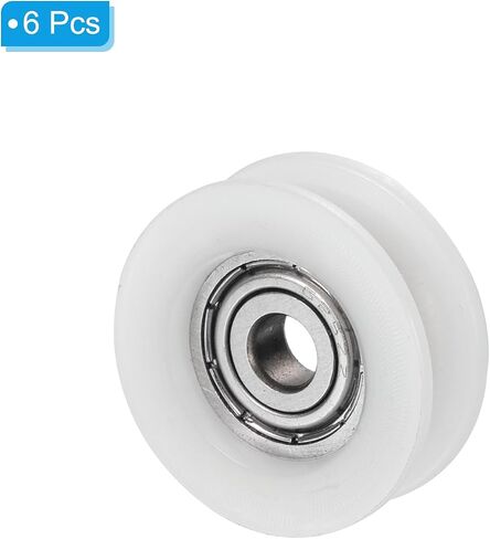 PATIKIL Nylon U Groove Pulley Wheel 5x21x7mmmm, 6 Pack Bearing Guide Track Sliding Conveyor Roller for Door Window Drawer Hardware Driving Mechanical, White in Saudi Arabia