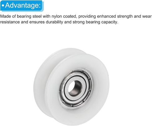 PATIKIL Nylon U Groove Pulley Wheel 5x21x7mmmm, 6 Pack Bearing Guide Track Sliding Conveyor Roller for Door Window Drawer Hardware Driving Mechanical, White in Saudi Arabia