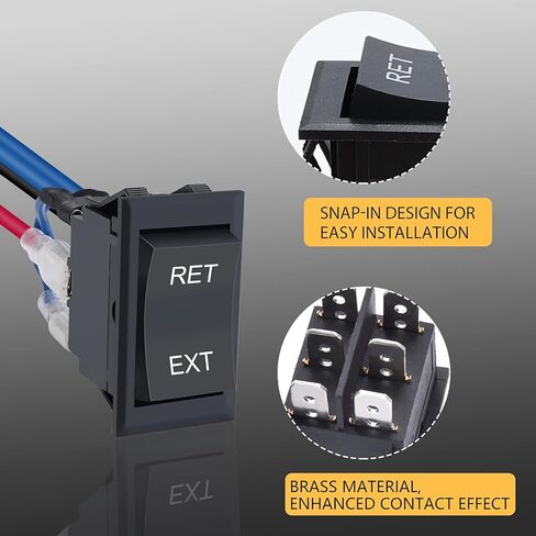 مفتاح تبديل الروك اللحظي Starelo قطبية عكسية 6Pin DPDT 20A 12V DC مفتاح الطاقة مع أسلاك، مفتاح هزاز للقارب الارتداد التلقائي. (6Pin) in Kuwait