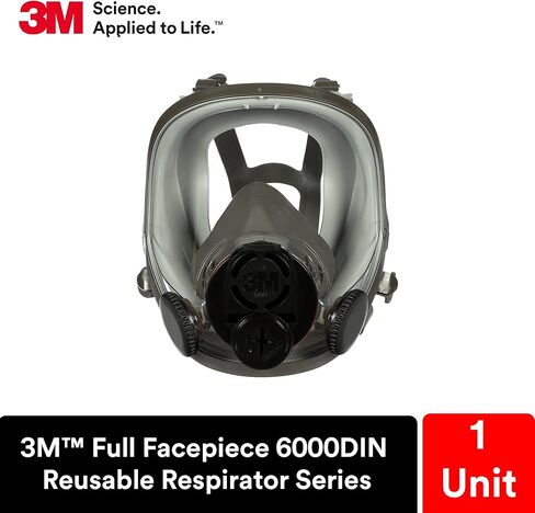 3M Full Facepiece Reusable Respirator 6700DIN, NIOSH, Respiratory Protection, Large Lens, ANSI, Lightweight, Silicone Faceseal, Cool Flow Valve, Easy Clean, Bayonet Connections, Cleaning, Sanding, S in Saudi Arabia