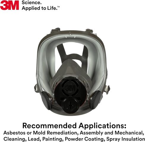 3M Full Facepiece Reusable Respirator 6700DIN, NIOSH, Respiratory Protection, Large Lens, ANSI, Lightweight, Silicone Faceseal, Cool Flow Valve, Easy Clean, Bayonet Connections, Cleaning, Sanding, S in Saudi Arabia