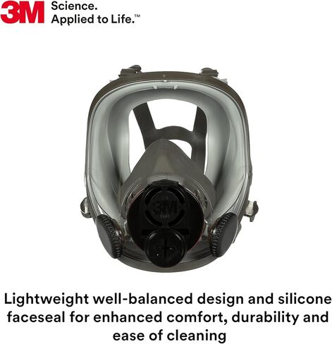 3M Full Facepiece Reusable Respirator 6700DIN, NIOSH, Respiratory Protection, Large Lens, ANSI, Lightweight, Silicone Faceseal, Cool Flow Valve, Easy Clean, Bayonet Connections, Cleaning, Sanding, S in Saudi Arabia
