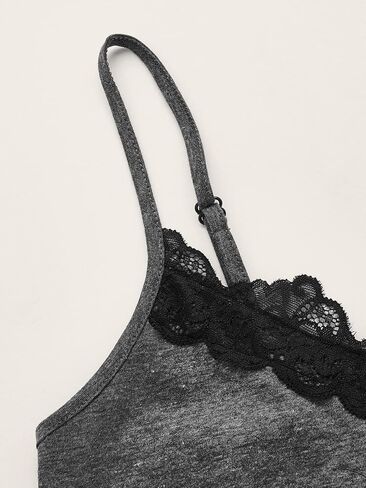 SHENHE Women's Butterfly Skull Print Contrast Lace Spaghetti Strap Sleeveless Cami Tank Crop Tops in Kuwait
