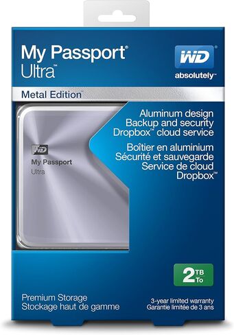 محرك الأقراص الصلبة الخارجي المحمول WD 1 تيرابايت باللون الأزرق والأسود My Passport Ultra Metal Edition بمنفذ USB 3.0 in Saudi Arabia