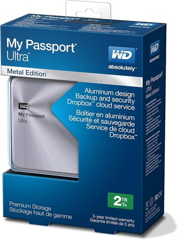 محرك الأقراص الصلبة الخارجي المحمول WD 1 تيرابايت باللون الأزرق والأسود My Passport Ultra Metal Edition بمنفذ USB 3.0 in Saudi Arabia