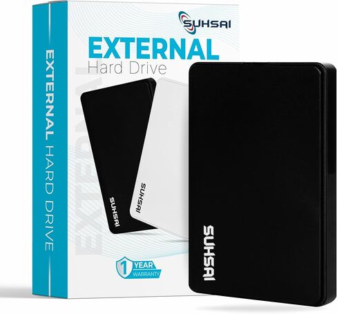 SUHSAI Portable 1TB External Hard Drive, HDD Backup Storage with USB 2.0 Fast Data Transfer, Ultra Slim & Light Hard Disk 2.5" Compatible with PC, Mac, Window, Laptop, and Desktop (Black) in Saudi Arabia