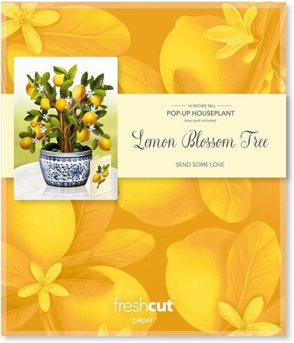 Freshcut Paper Pop Up Cards, Paper Flower Bouquet 3D Popup Greeting Cards with Note Card & Envelope, Birthday Card, Anniversary Card, Get Well Gifts for Women, 12" Lemon Blossom Tree in Saudi Arabia