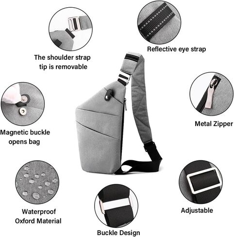 North Carry Slim Sling Bag,Fashion Anti-thief Slim Sling Bag,2023 New North Carry Slim Sling Bag for Women & Men (Color : Black left shoulder) in Saudi Arabia