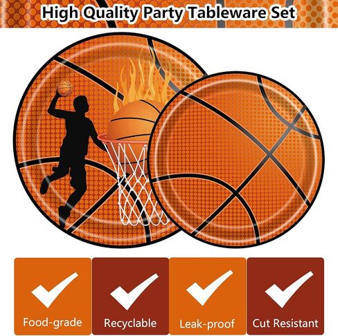96PCS Basketball Party Supplies, Basketball Plates and Napkins Dinnerware Sets Boys Birthday Party Decorations Basketball Theme Tableware Set Includes Basketball Paper Plates Napkins Forks Serve 24 in Saudi Arabia