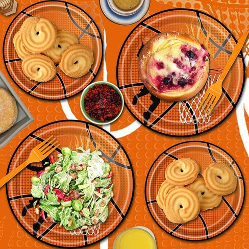 96PCS Basketball Party Supplies, Basketball Plates and Napkins Dinnerware Sets Boys Birthday Party Decorations Basketball Theme Tableware Set Includes Basketball Paper Plates Napkins Forks Serve 24 in Saudi Arabia
