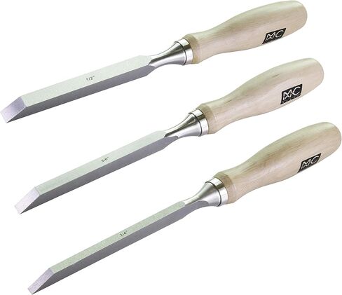 Professional Woodworking Cabinetmakers Mortise Chisel set Chrome-Vanadium Steel with Hornbeam Handles for Carpentry, Woodworking, Carving, Craftsman, Set of 3, 1/4", 3/8",1/2" in Saudi Arabia
