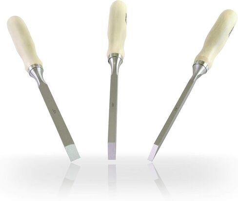 Professional Woodworking Cabinetmakers Mortise Chisel set Chrome-Vanadium Steel with Hornbeam Handles for Carpentry, Woodworking, Carving, Craftsman, Set of 3, 1/4", 3/8",1/2" in Saudi Arabia