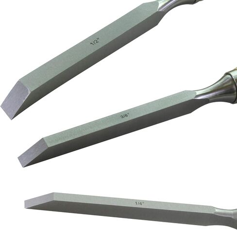Professional Woodworking Cabinetmakers Mortise Chisel set Chrome-Vanadium Steel with Hornbeam Handles for Carpentry, Woodworking, Carving, Craftsman, Set of 3, 1/4", 3/8",1/2" in Saudi Arabia