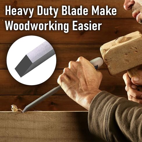 Professional Woodworking Cabinetmakers Mortise Chisel set Chrome-Vanadium Steel with Hornbeam Handles for Carpentry, Woodworking, Carving, Craftsman, Set of 3, 1/4", 3/8",1/2" in Saudi Arabia