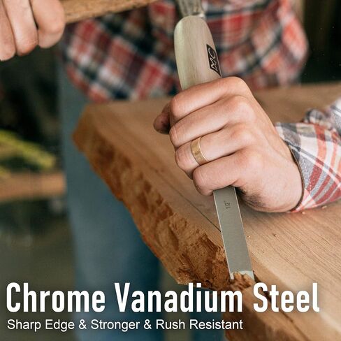 Professional Woodworking Cabinetmakers Mortise Chisel set Chrome-Vanadium Steel with Hornbeam Handles for Carpentry, Woodworking, Carving, Craftsman, Set of 3, 1/4", 3/8",1/2" in Saudi Arabia