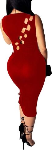 فستان MorwenVeo النسائي المثير بدون أكمام وأربطة Bodycon فستان قصير للنادي in Kuwait