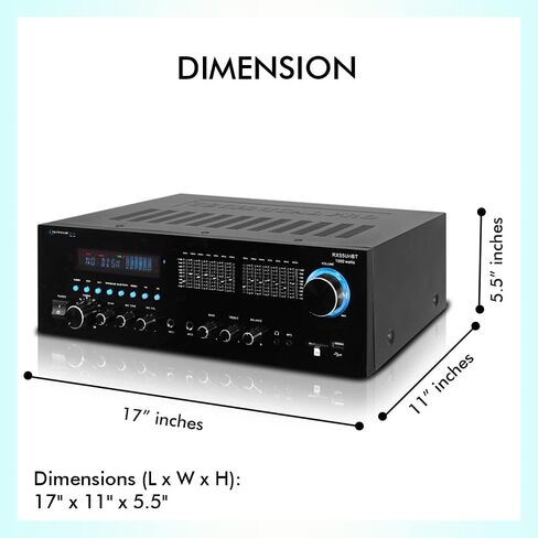 جهاز استقبال احترافي بقدرة 1500 واط مع مدخلات USB وبطاقة SD مع توافق Bluetooth، ومدخلين للميكروفون، و5 نطاقات EQ، وراديو FM، ومدخلات SD/USB in Kuwait