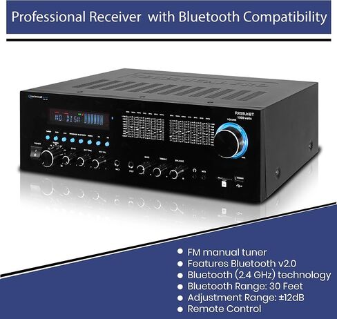 جهاز استقبال احترافي بقدرة 1500 واط مع مدخلات USB وبطاقة SD مع توافق Bluetooth، ومدخلين للميكروفون، و5 نطاقات EQ، وراديو FM، ومدخلات SD/USB in Kuwait