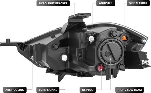 DNA MOTORING أمامي، مجموعة المصابيح الأمامية على طراز OE من المصنع الأيمن (الأيمن) متوافقة مع Dodge Dart 2013-2016/مع مصباح هالوجين أمامي من المصنع، OEM-HL-0299-R in Saudi Arabia