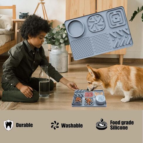 بساط لعق للكلاب مضاد للبلع، بساط لعق القطط مزود بقاعدة شفط قوية، لعبة ألغاز للكلاب لتقليل الملل، وسادة لعق زبدة الفول السوداني للقطط، أزرق، 11.5 بوصة × 8 بوصة in Kuwait