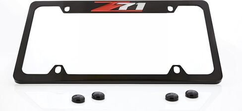 License Frame Inc. Chevrolet Z71 License Plate Frame Holder (4 Hole/Brass, Black/Top) in Saudi Arabia