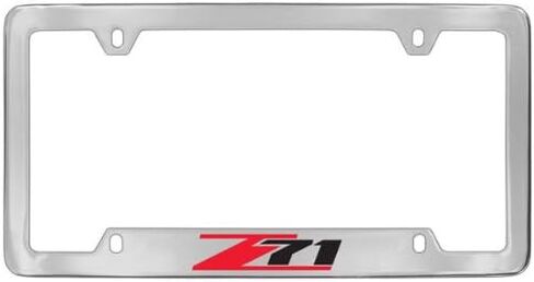 License Frame Inc. Chevrolet Z71 License Plate Frame Holder (4 Hole/Brass, Black/Top) in Saudi Arabia