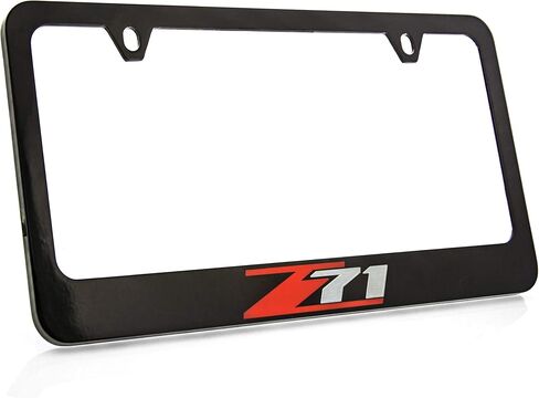 License Frame Inc. Chevrolet Z71 License Plate Frame Holder (4 Hole/Brass, Black/Top) in Saudi Arabia