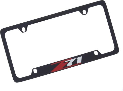 License Frame Inc. Chevrolet Z71 License Plate Frame Holder (4 Hole/Brass, Black/Top) in Saudi Arabia