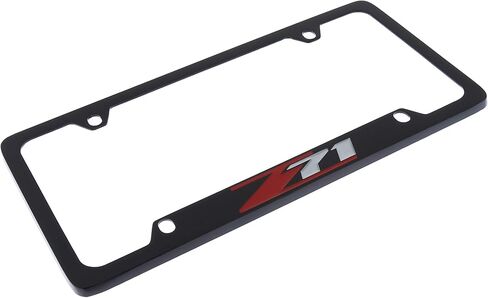 License Frame Inc. Chevrolet Z71 License Plate Frame Holder (4 Hole/Brass, Black/Top) in Saudi Arabia