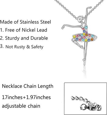 FUSTMW Ballerina Necklaces Ballet Dancer Bracelet Ballet Gifts Ballerina Gift Ballet Jewelry Ballet Girl Recital Lover Gift for Her in Saudi Arabia