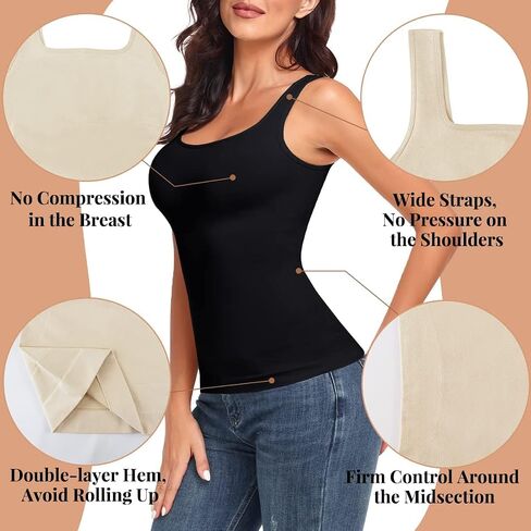 EUYZOU Women's Tummy Control Shapewear Tank Tops Seamless Square Neck Compression Tops Slimming Body Shaper Camisole in Saudi Arabia