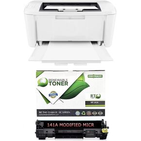 RT M110we Wireless Monochrome Laser Check Printer Bundle with 1 Modified 141A MICR Ink Toner Cartridge for printing business and personal checks (2 Items)