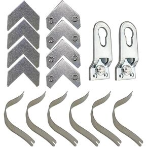 1Set /18Pcs Metal L Shaped Right Angle Bracket Flat Plate Fastener Tapped Corners Gasket Photo Frame Hangers Spring Clip