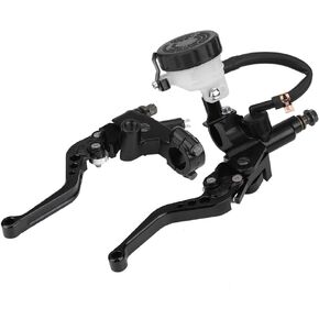 EVGATSAUTO Brake Master Cylinder Brake Lever, Universal 7/8"(22mm) Motorcycle Brake Clutch Master Cylinder Reservoir Levers Set Front Master Cylinder Black