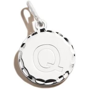Alex and Ani Initial Q Charm, Q, Sterling Silver, Silver Q, Charm Size 0.51 inch Width by 0.51 inch Height