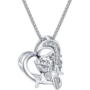 NINGAN Mom Heart Birthstone Pendant Necklaces Jewelry 925 Sterling Silver with Sparkling Diamond, Twelve Months Chain Necklace as Birthday Mother's Day Gift for Her Women Wife Mom