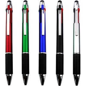 MiSiBao 4-Color Ballpoint Pen Multi Colored Pens in One Stylus Pens for Touch Screens Pens Medium Point(1.0mm) (5-Count)