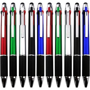 MiSiBao 4-Color Ballpoint Pen Multi Colored Pens in One Stylus Pens for Touch Screens Pens Medium Point(1.0mm) (5-Count)