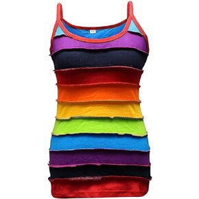 Womens Rainbow Striped Hippie Top