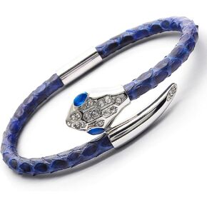Bracelet Snake Head & Cubic Zirconia Diamond, Stylish Men's Accessory, Serpent Wrist Wear for Birthday, Everyday Wear Birthday Gift