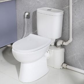 Macerating Toilet with Macerator Pump and Toilet Tank with Top Flush Valves, Powerful Upflush Toilet For Basement, Silent Seat Cover Bowl, Nano Glaze Finish