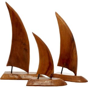 Deco 79 Teak Wood Geometric Handmade Decorative Sculpture Door Stopper Home Decor Statues with Rope Accent, Set of 2 Accent Figurines 5"W, 10"H, Brown